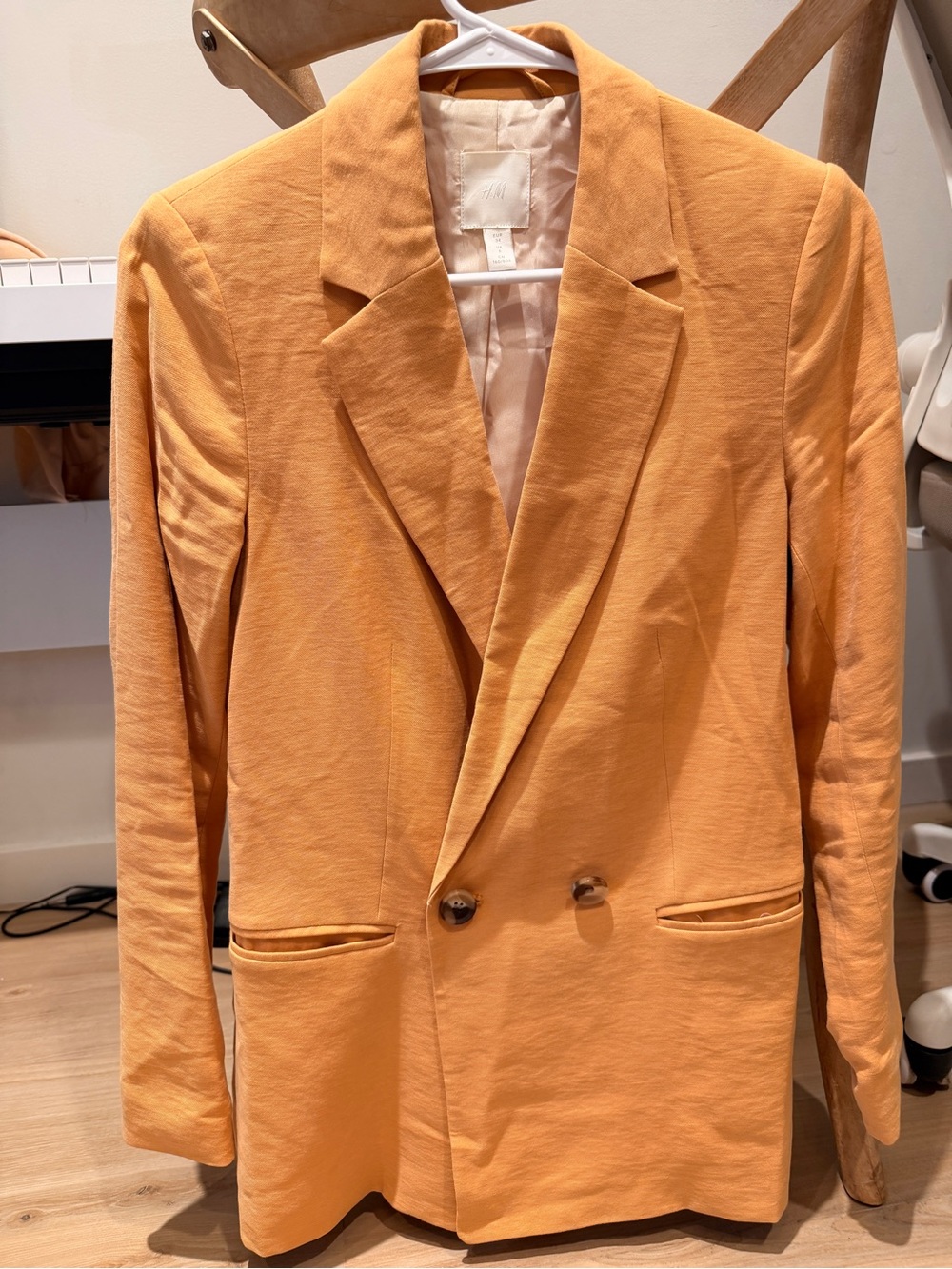 H&M Orange/ Tan Double-Breasted Blazer
